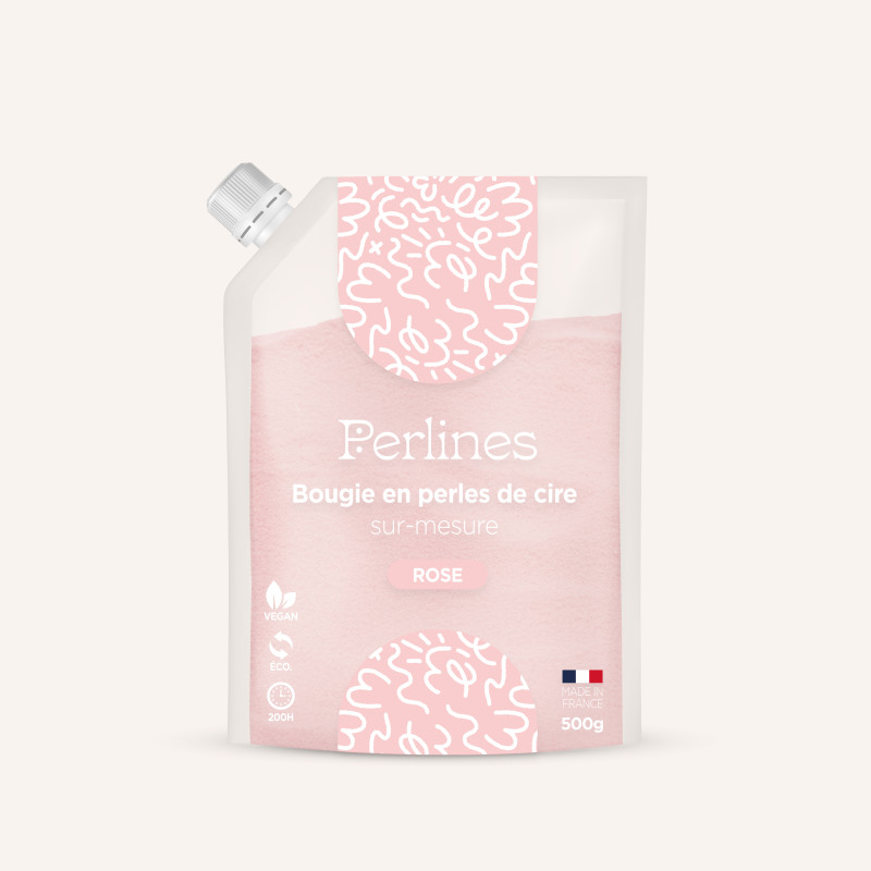 Bougie en perles de cire I Rose Fuschia