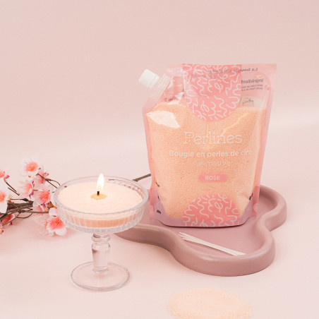 Bougie en perles de cire I Rose Fuschia