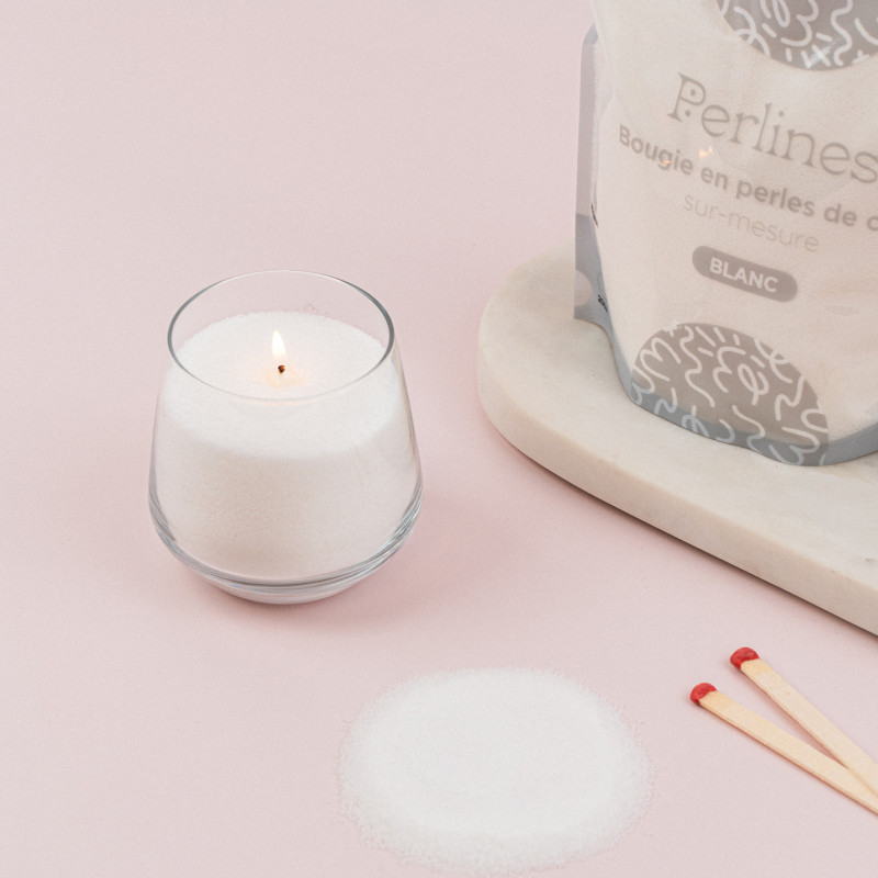 Bougie en perles de cire I Blanc I -35% sur la première commande