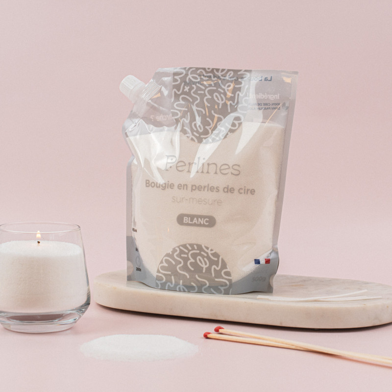 Bougie en perles de cire I Blanc I -35% sur la première commande