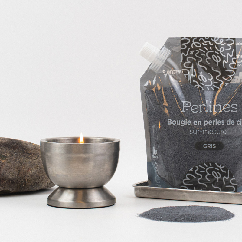 Bougie en perles de cire I Gris I -30% sur la première commande
