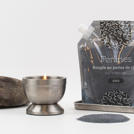 Bougie en perles de cire I Gris I -30% sur la première commande