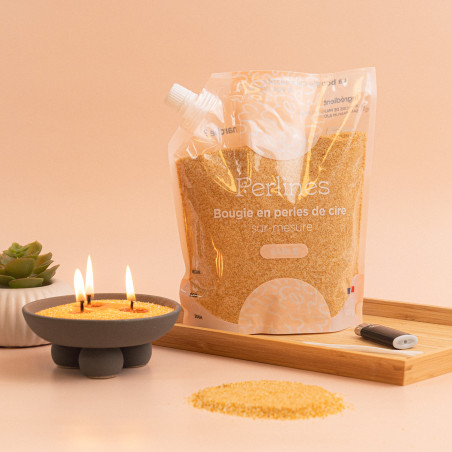 Bougie en perles de cire I Sable I -35% sur la première commande