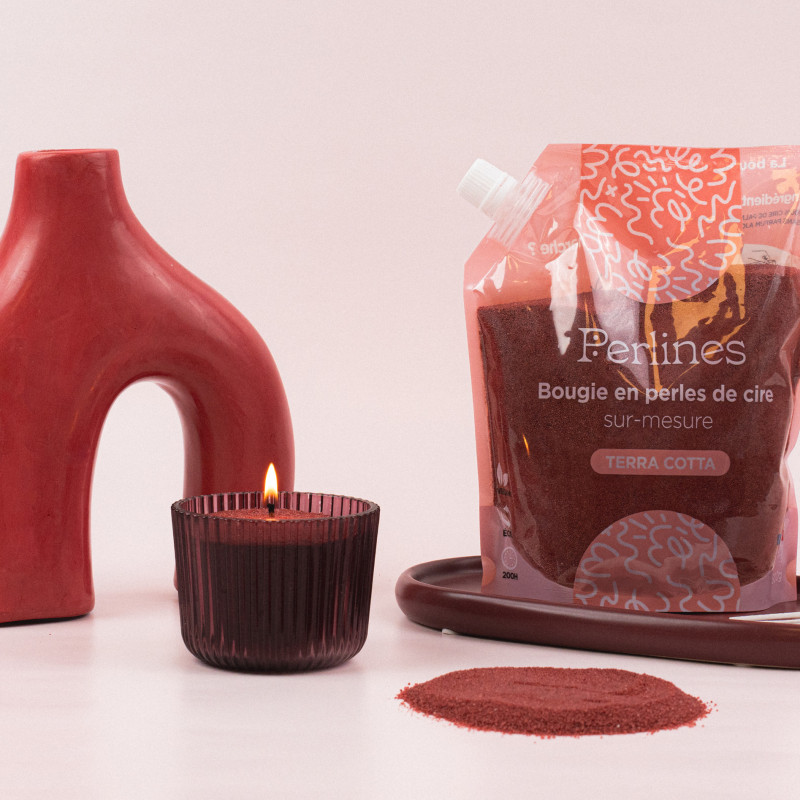 Bougie en perles de cire I Terracotta I -35% sur la première commande